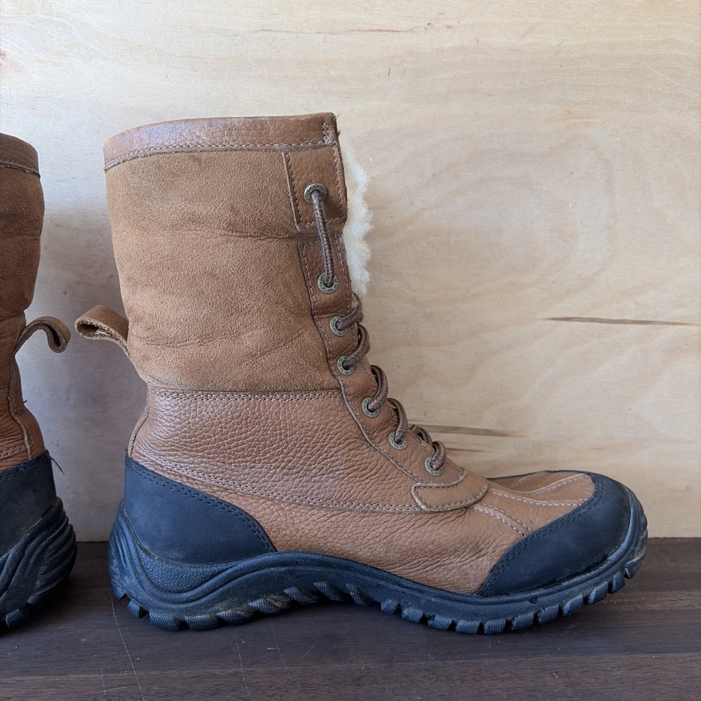 UGG Adirondack II Winter Boots Womens 10 Leather Lace Up Ankle Lined Brown 5469 - Picture 4 of 12